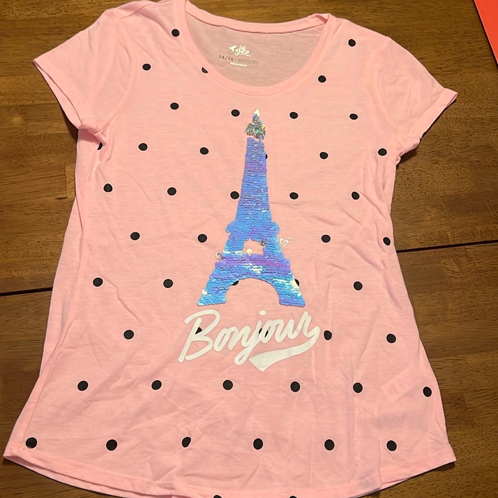 Justice pink Paris tee size 14/16